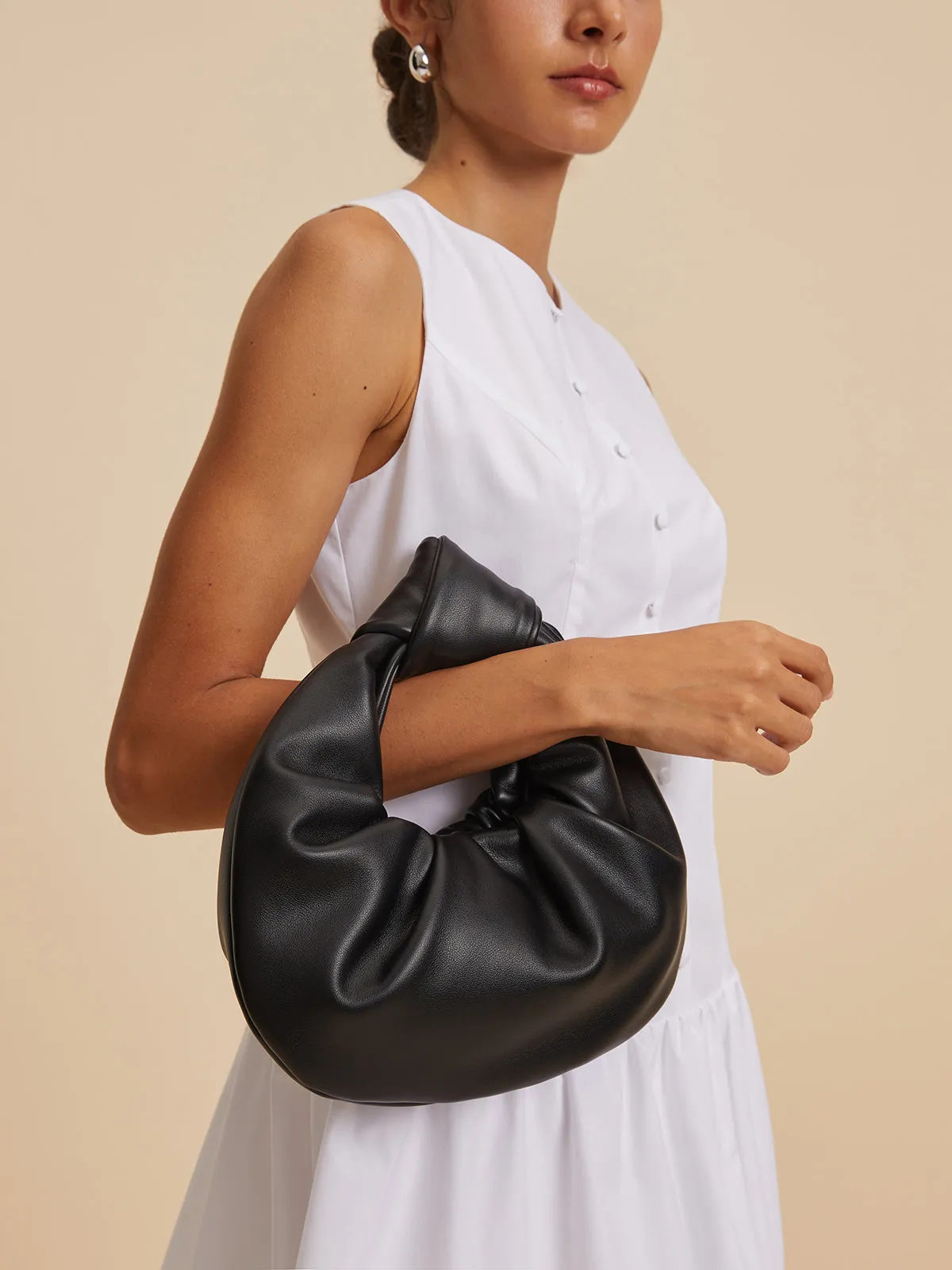Crescent Knotted Ruched Bag sold by COMMENSE