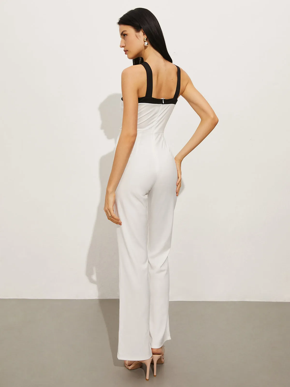 Contrast Trim Halter Bow Jumpsuit sold by COMMENSE product image thumbnail 5