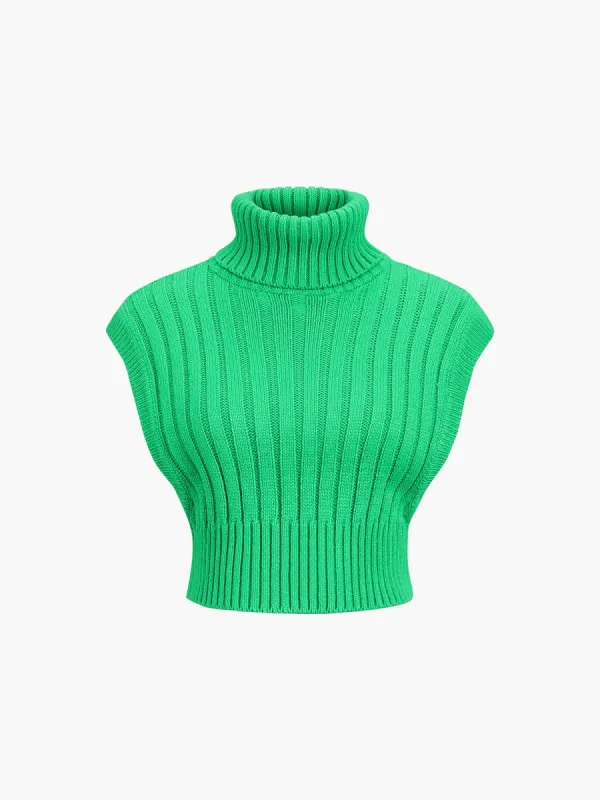 Cap Sleeve Mock Neck Rib Top sold by COMMENSE
