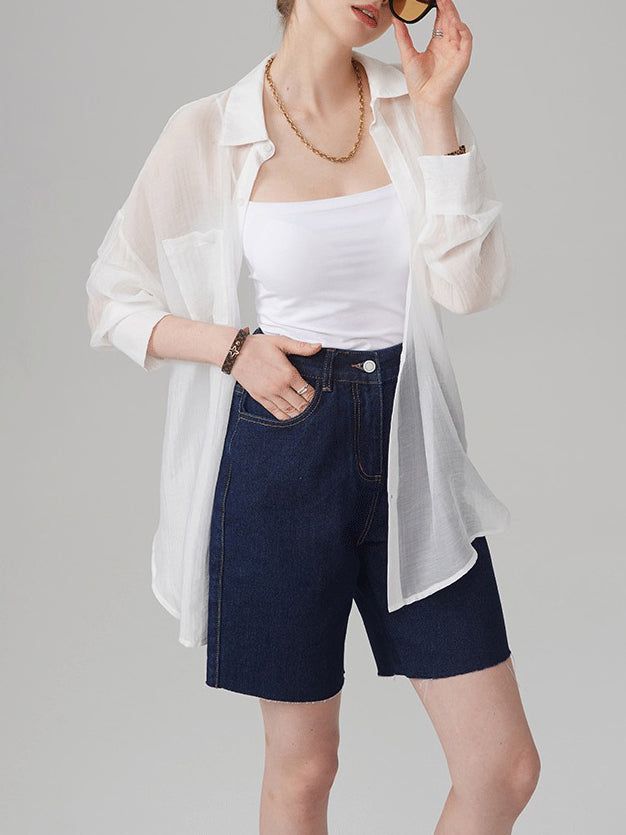 Oversized Sheer Shirt sold by COMMENSE product image thumbnail 4