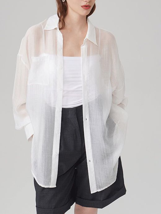 Oversized Sheer Shirt sold by COMMENSE product image thumbnail 2