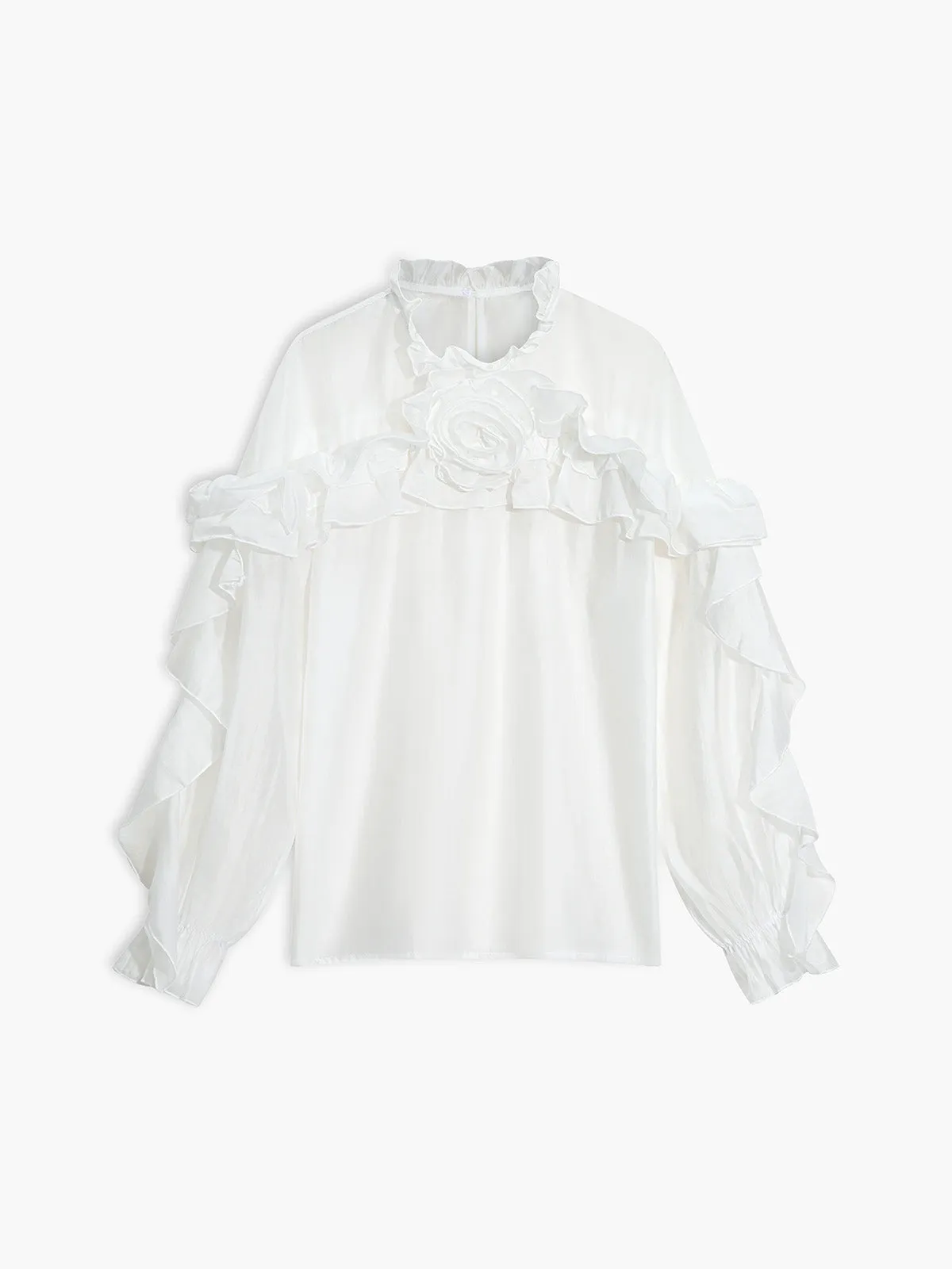Chiffon Semi-Sheer Ruffle Top sold by COMMENSE product image thumbnail 5