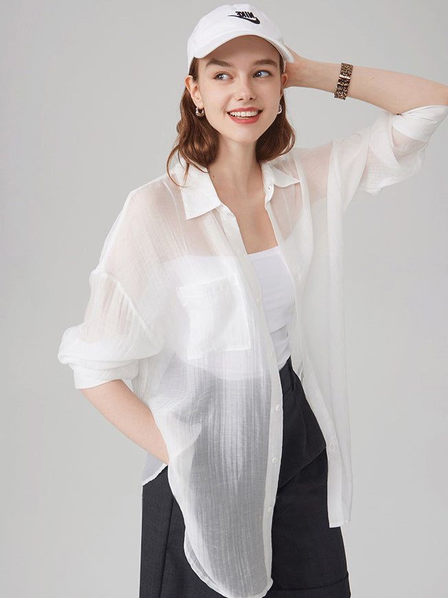 Oversized Sheer Shirt sold by COMMENSE product image thumbnail 3