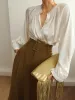 Pleated Pearl Button Shirt sold by COMMENSE