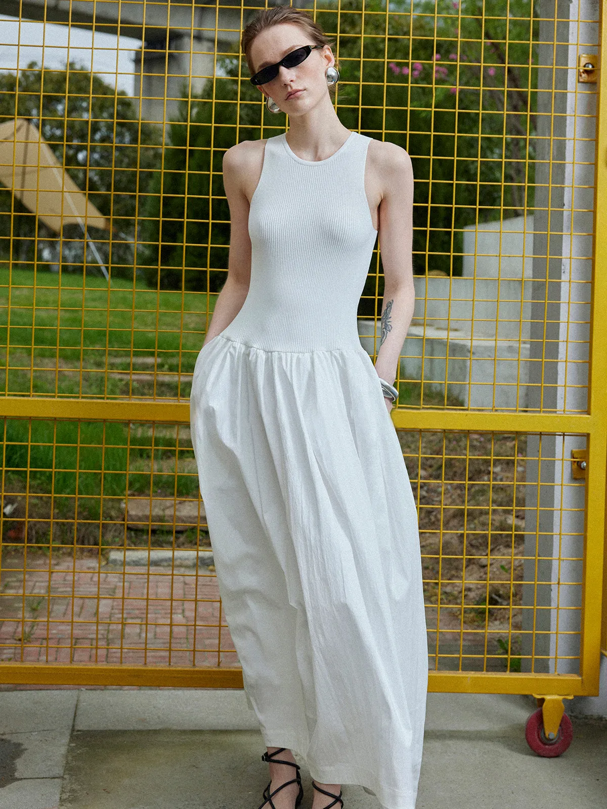 Sleeveless Knit Pockets Dress sold by COMMENSE