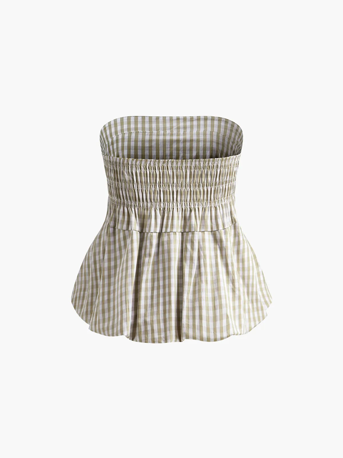 Puff Shirred Plaid Tube Top sold by COMMENSE product image thumbnail 4