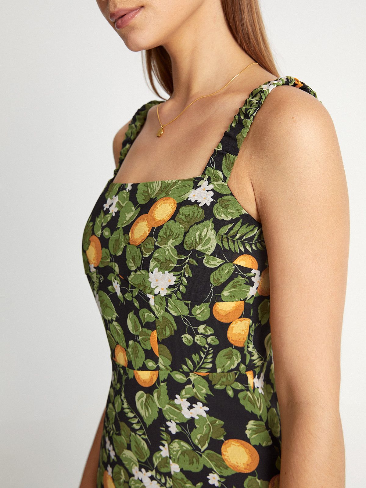 Square Neck Island Orange Midi Strap Dress sold by COMMENSE product image thumbnail 6