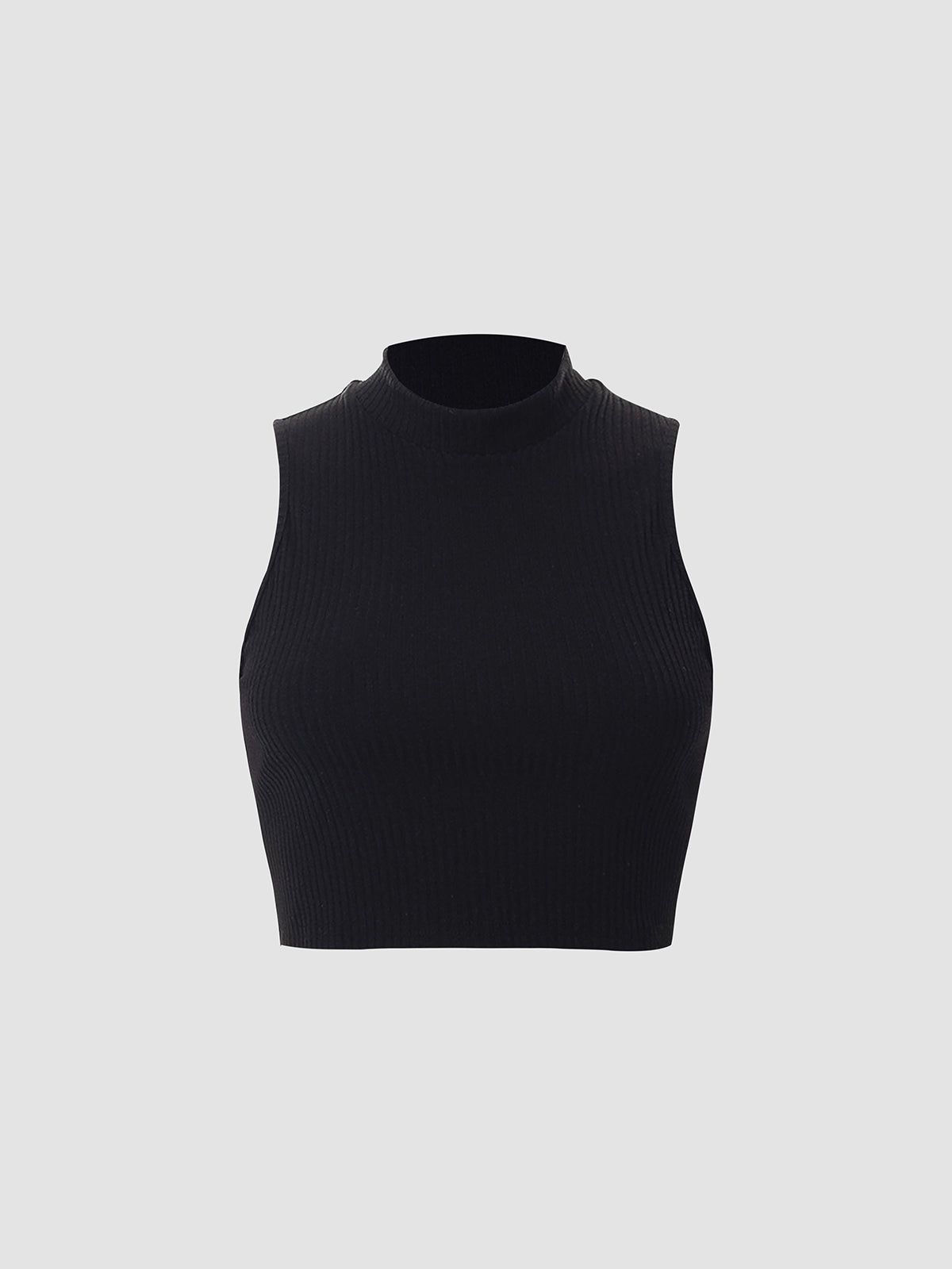 Open Back Tie Ribbed Crop Top sold by COMMENSE