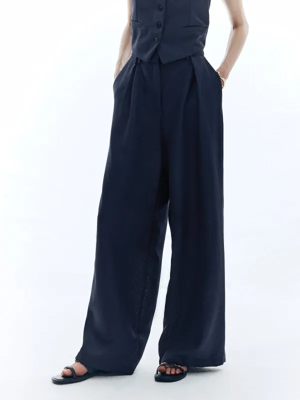 Solid Pockets Wide Leg Pants sold by COMMENSE