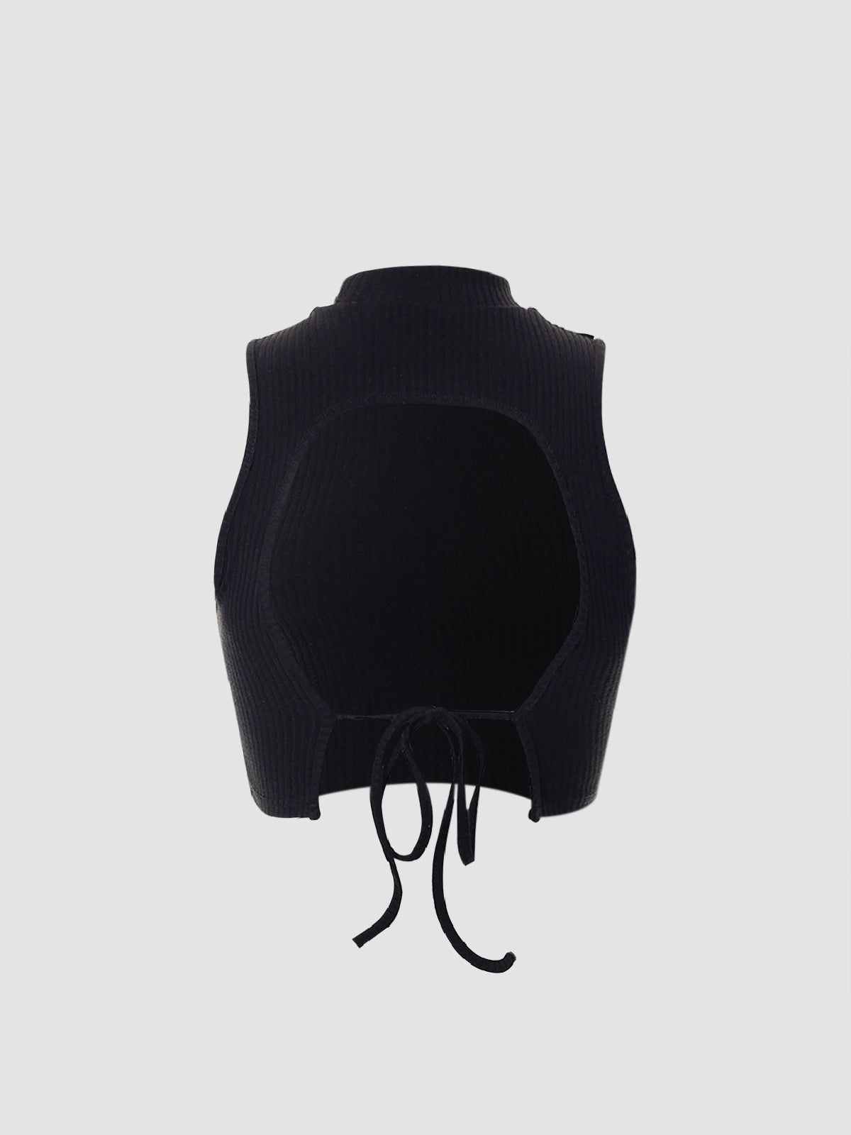 Open Back Tie Ribbed Crop Top sold by COMMENSE product image thumbnail 2