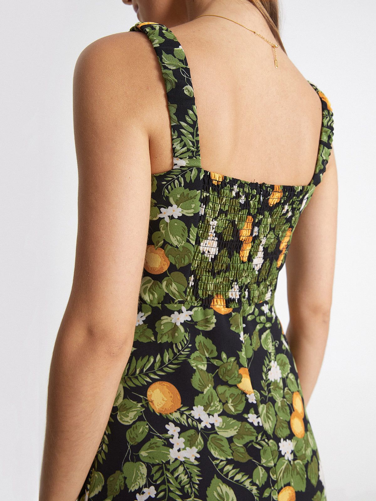 Square Neck Island Orange Midi Strap Dress sold by COMMENSE product image thumbnail 5