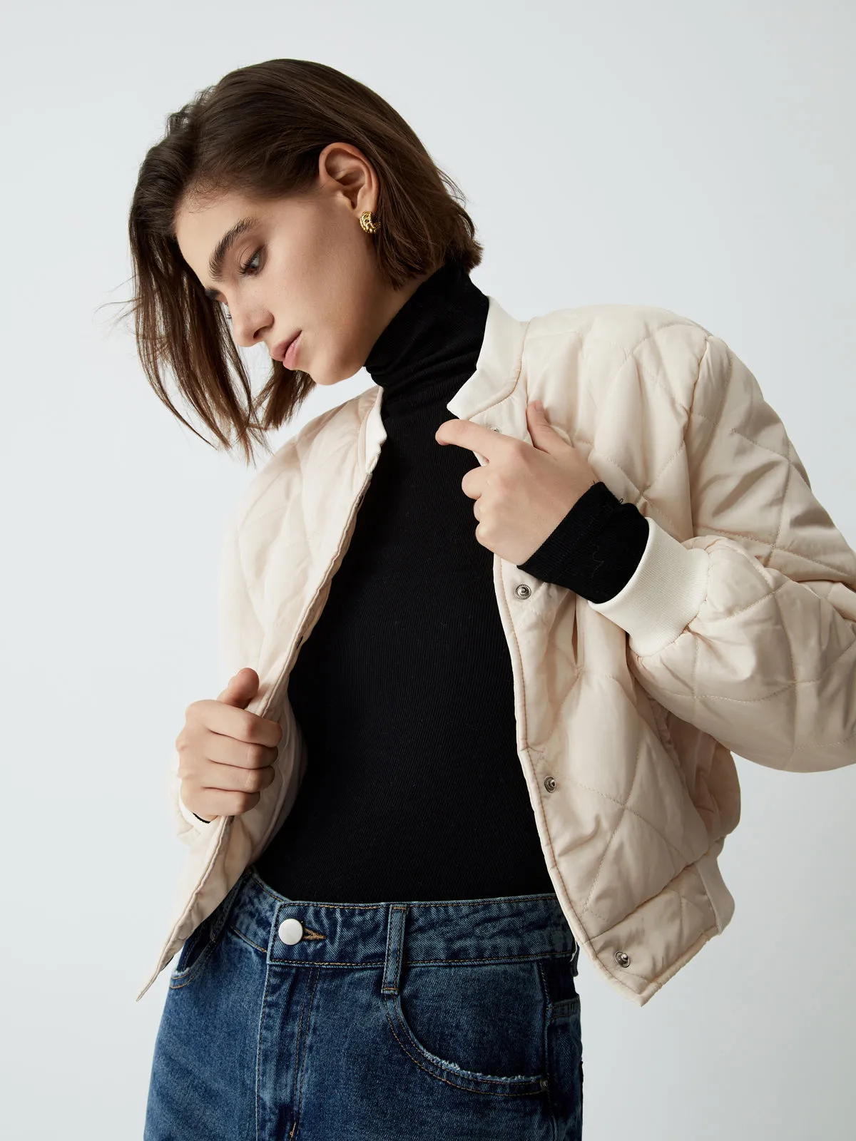 Creamy Lightweight Quilted Coat sold by COMMENSE