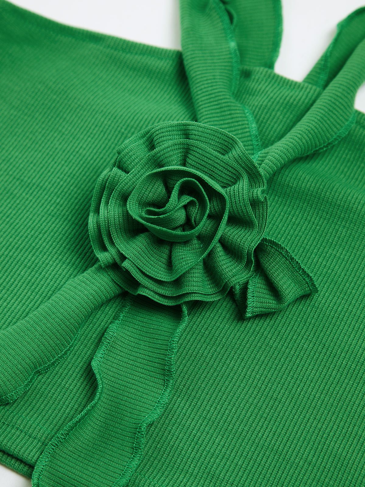 Rosette Ribbed Open Back Crop Tank Top sold by COMMENSE product image thumbnail 3