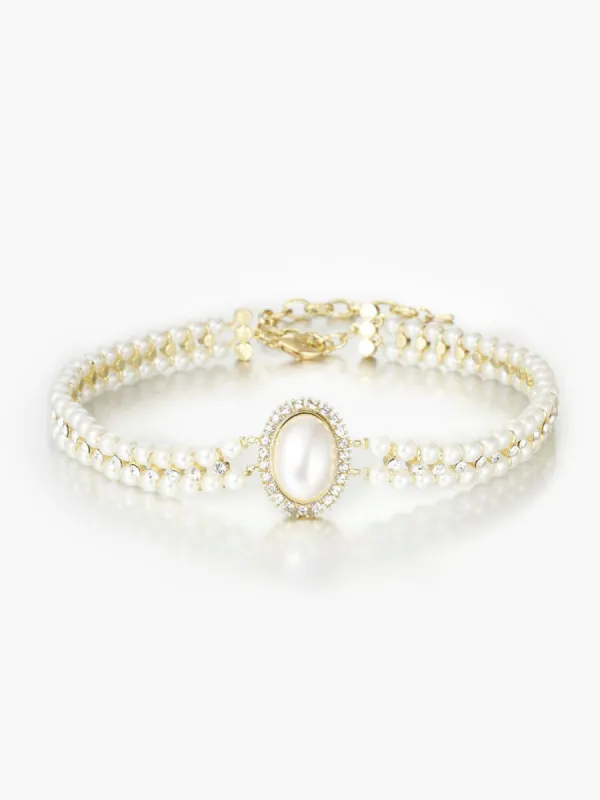 Vintage Double Layer Faux Pearl Choker Necklace sold by COMMENSE