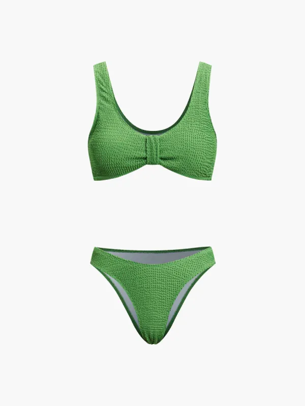 Solid Knotted Two Piece Bikini Set sold by COMMENSE