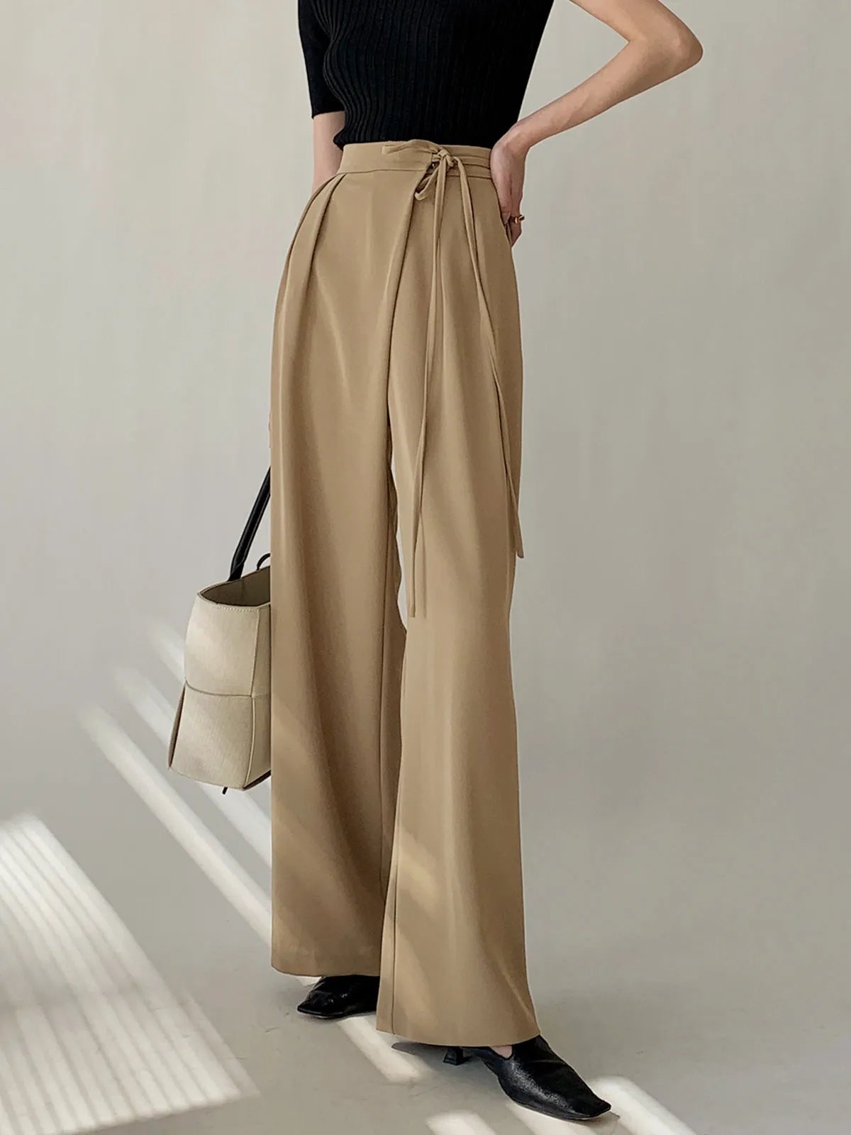 Tie Waist Flowy Wide Leg Dress Pants sold by COMMENSE