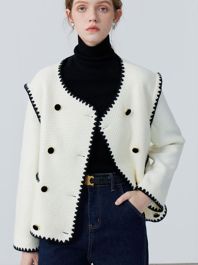 Embroidered Trim Coat sold by COMMENSE