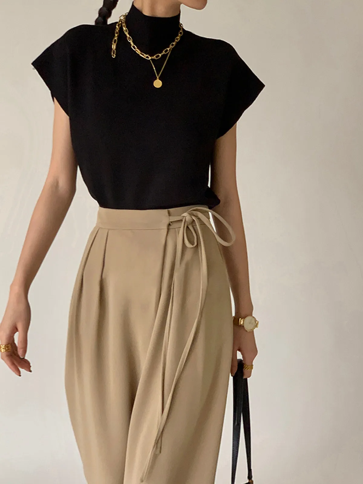 Tie Waist Flowy Wide Leg Dress Pants sold by COMMENSE product image thumbnail 2