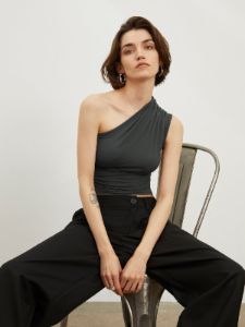 One Shoulder Crop Top sold by COMMENSE