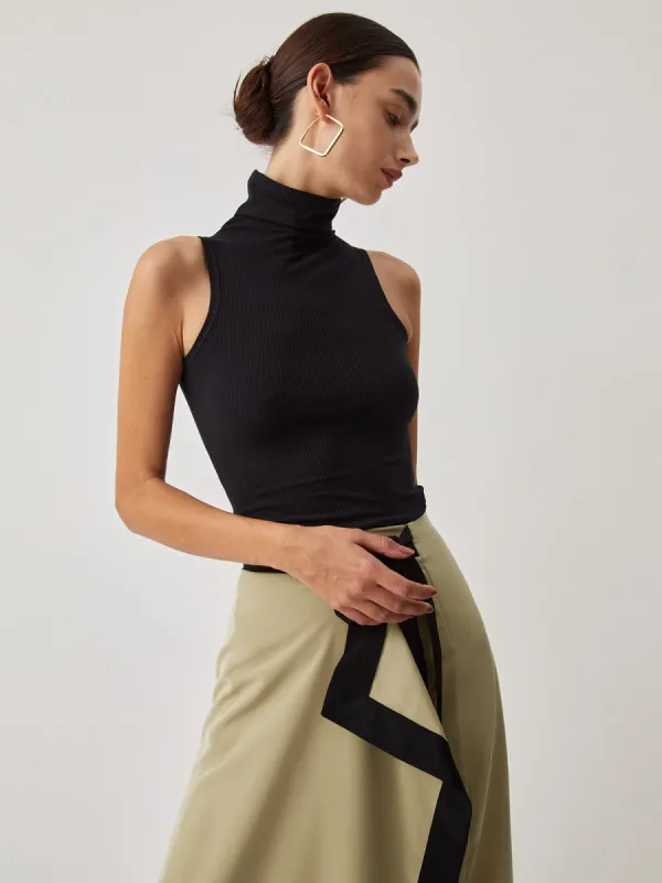 Turtleneck Rib Top sold by COMMENSE