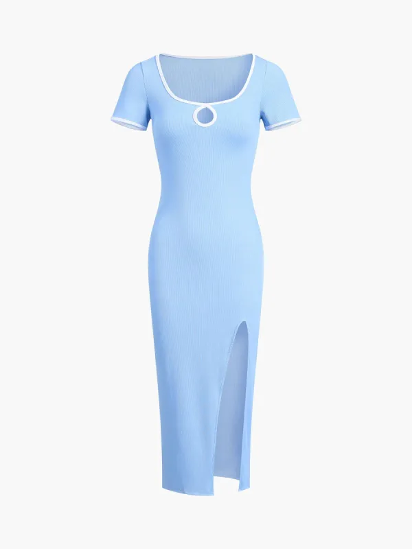 Cutout Rib Slit Midi Dress sold by COMMENSE