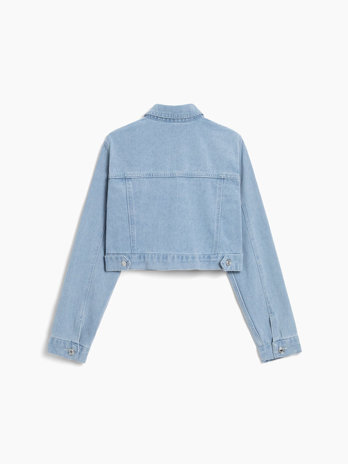 Light Blue Cotton Crop Denim Jacket sold by COMMENSE product image thumbnail 2