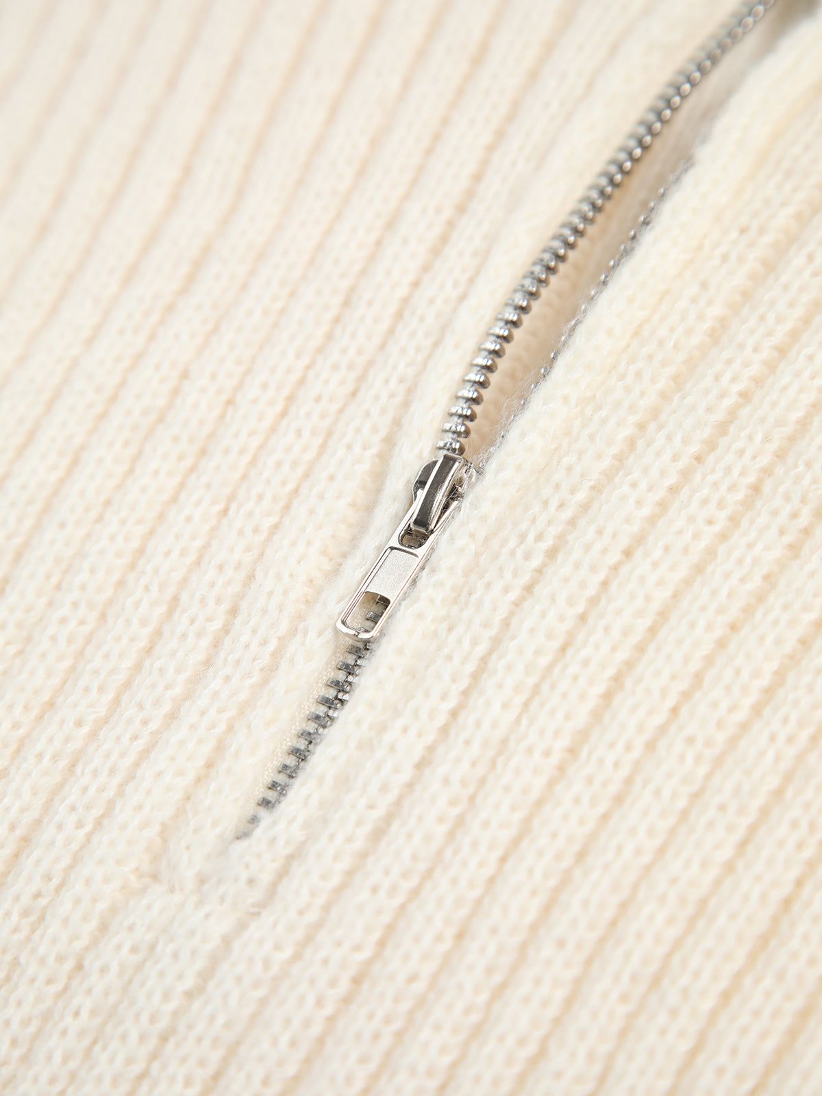 Contrast Trim Ribbed Knit Zipper Sweater sold by COMMENSE product image thumbnail 3