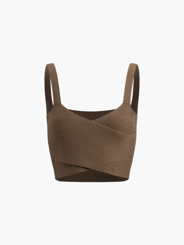 Criss Cross Ribbed Crop Tank Top sold by COMMENSE