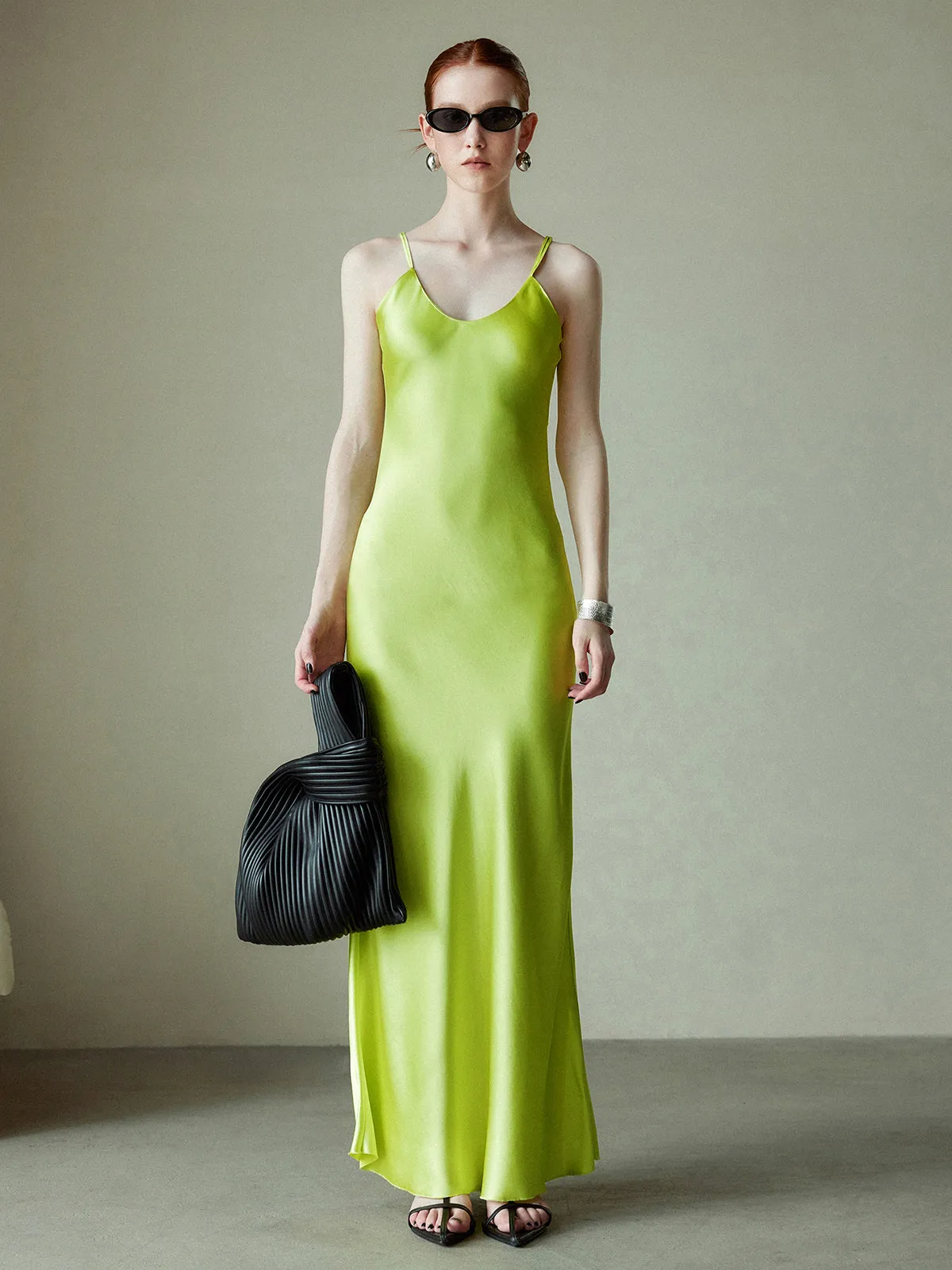 Elegant Sleeveless Satin Long Dress sold by COMMENSE product image thumbnail 5
