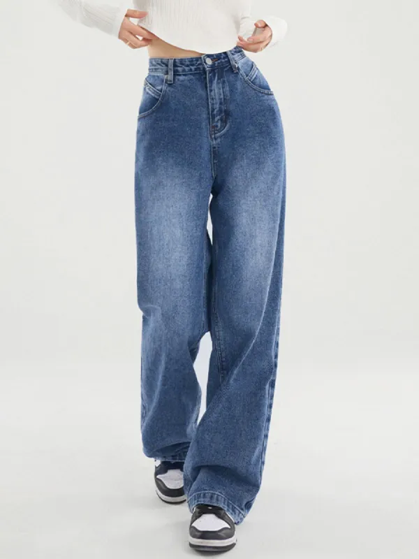 Solid Denim Wide Leg Boyfriend Jeans sold by COMMENSE