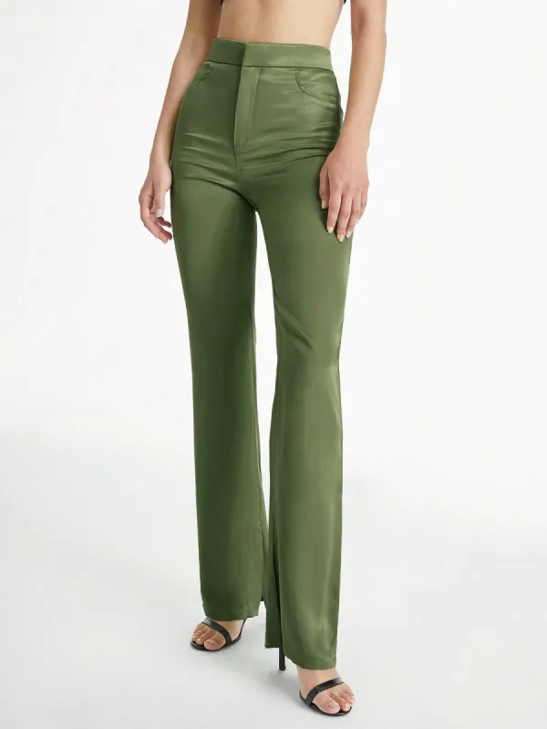 High Waisted Skinny Stretch Flare Slit Leg Pants sold by COMMENSE