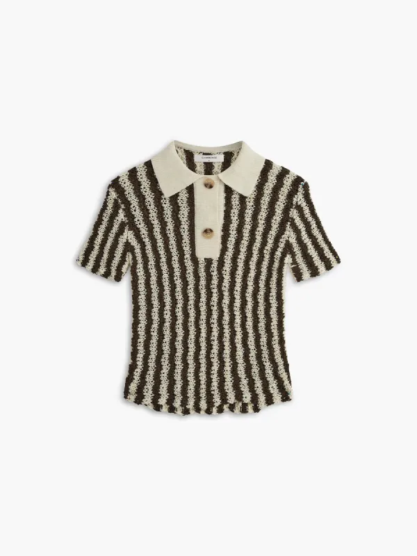 Striped Short Sleeve Knit Top sold by COMMENSE