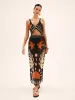 Bird Print Mesh Cover Up Maxi Skirt sold by COMMENSE
