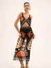 Bird Print Mesh Cover Up Maxi Skirt sold by COMMENSE
