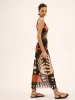 Bird Print Mesh Cover Up Maxi Skirt sold by COMMENSE