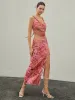 Ruffle Trim Floral Print Maxi Skirt sold by COMMENSE