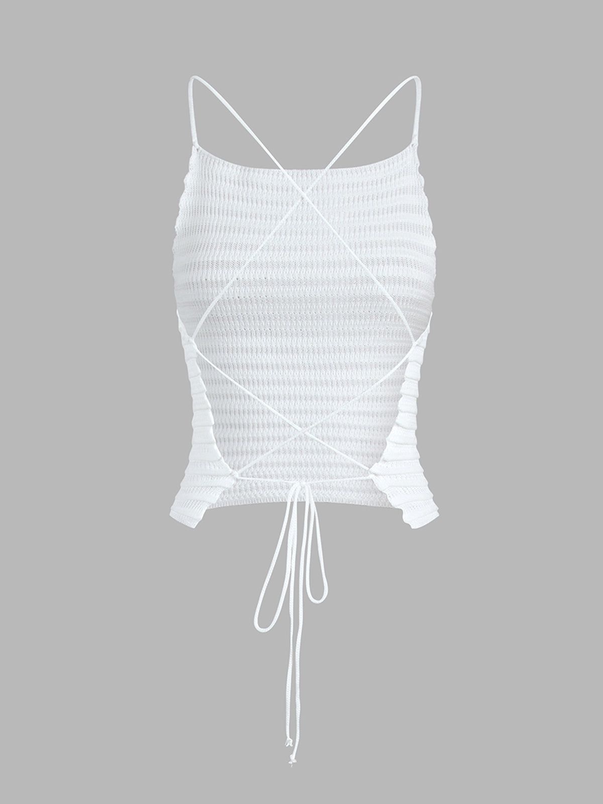 Criss Cross Tied Crochet Crop Top sold by COMMENSE product image thumbnail 2