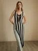 Asymmetric Tie-Front Split Striped Top sold by COMMENSE