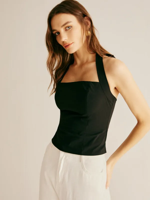 Plain Piping Halter Top sold by COMMENSE