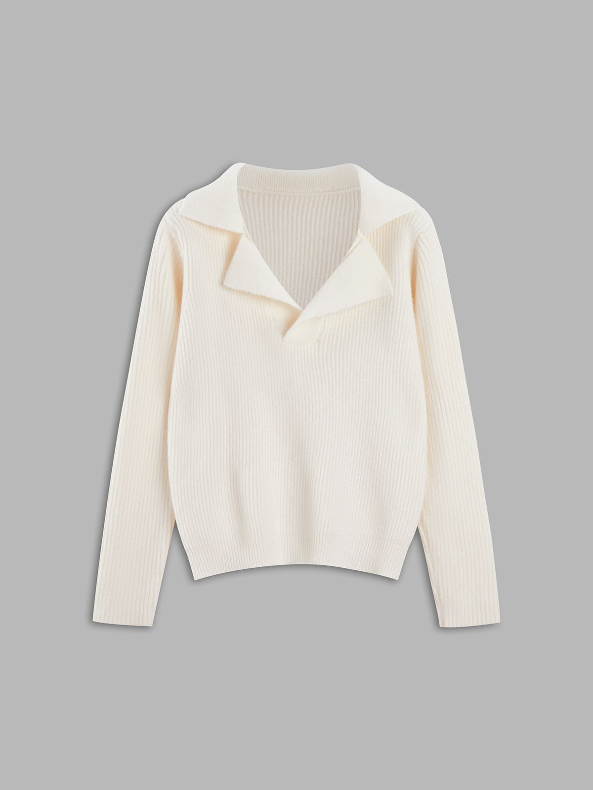 Ribbed Polo Collared Sweater sold by COMMENSE