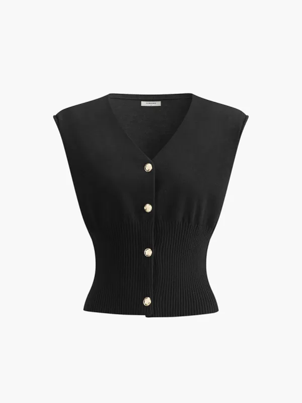 Plain Shoulder Pads Metal Button Tank Top sold by COMMENSE