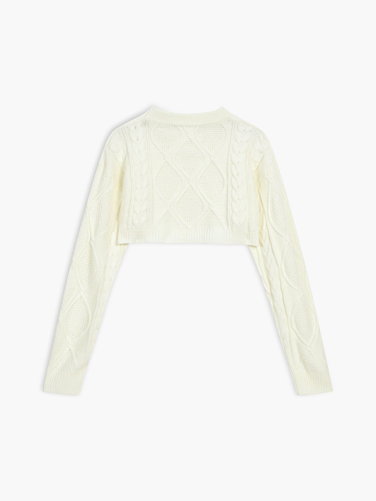 Vanilla Cable Knit Crop Sweater sold by COMMENSE product image thumbnail 3