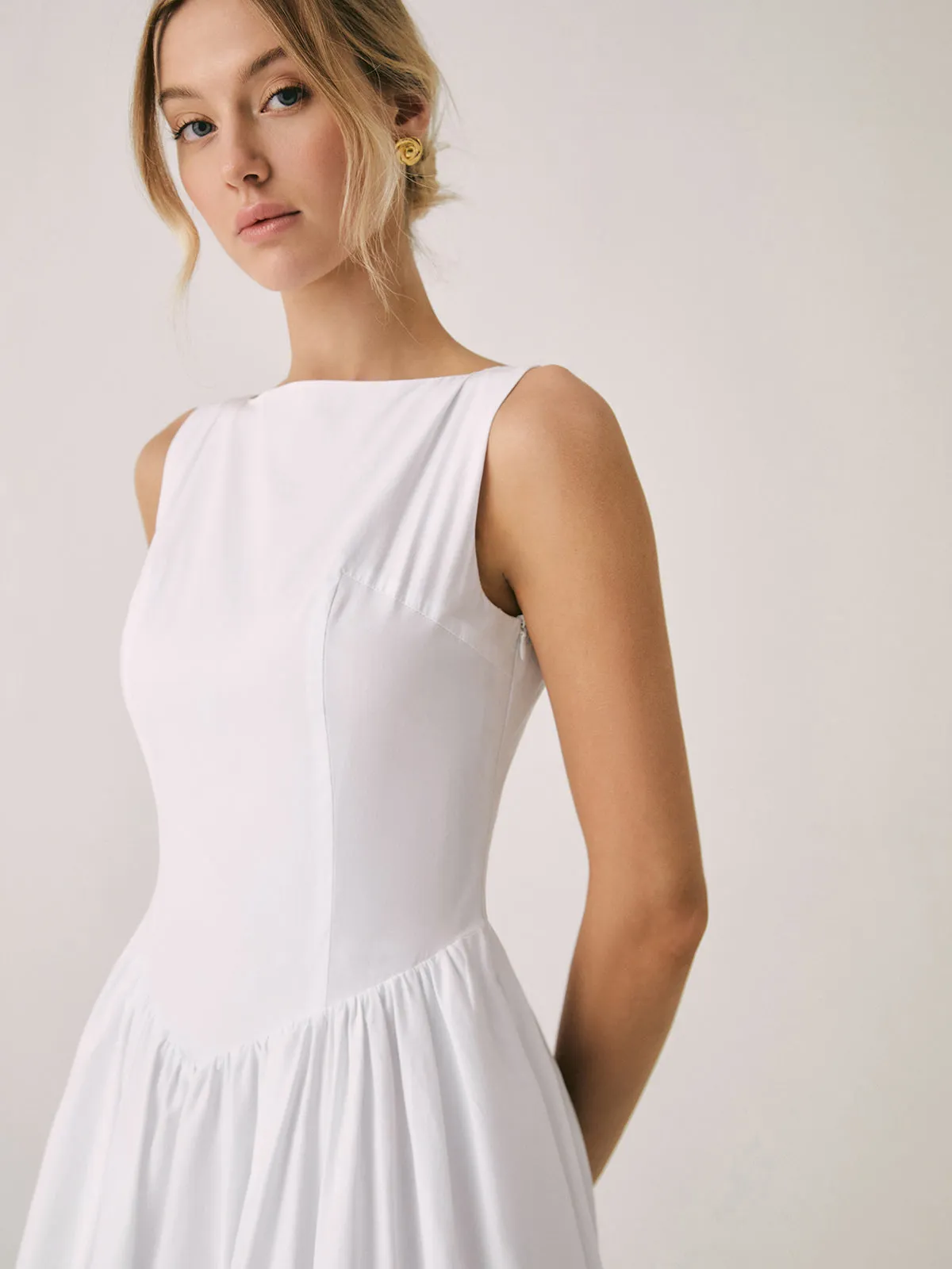 Cutout Cotton Sleeveless Midi Dress sold by COMMENSE product image thumbnail 5