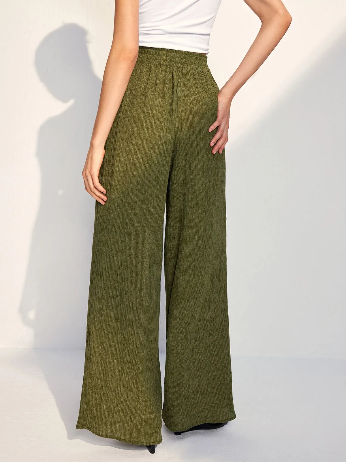 Textured Wide Leg Pants sold by COMMENSE product image thumbnail 5