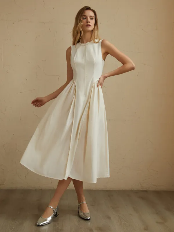 Sleeveless Pockets Pleated Midi Dress sold by COMMENSE