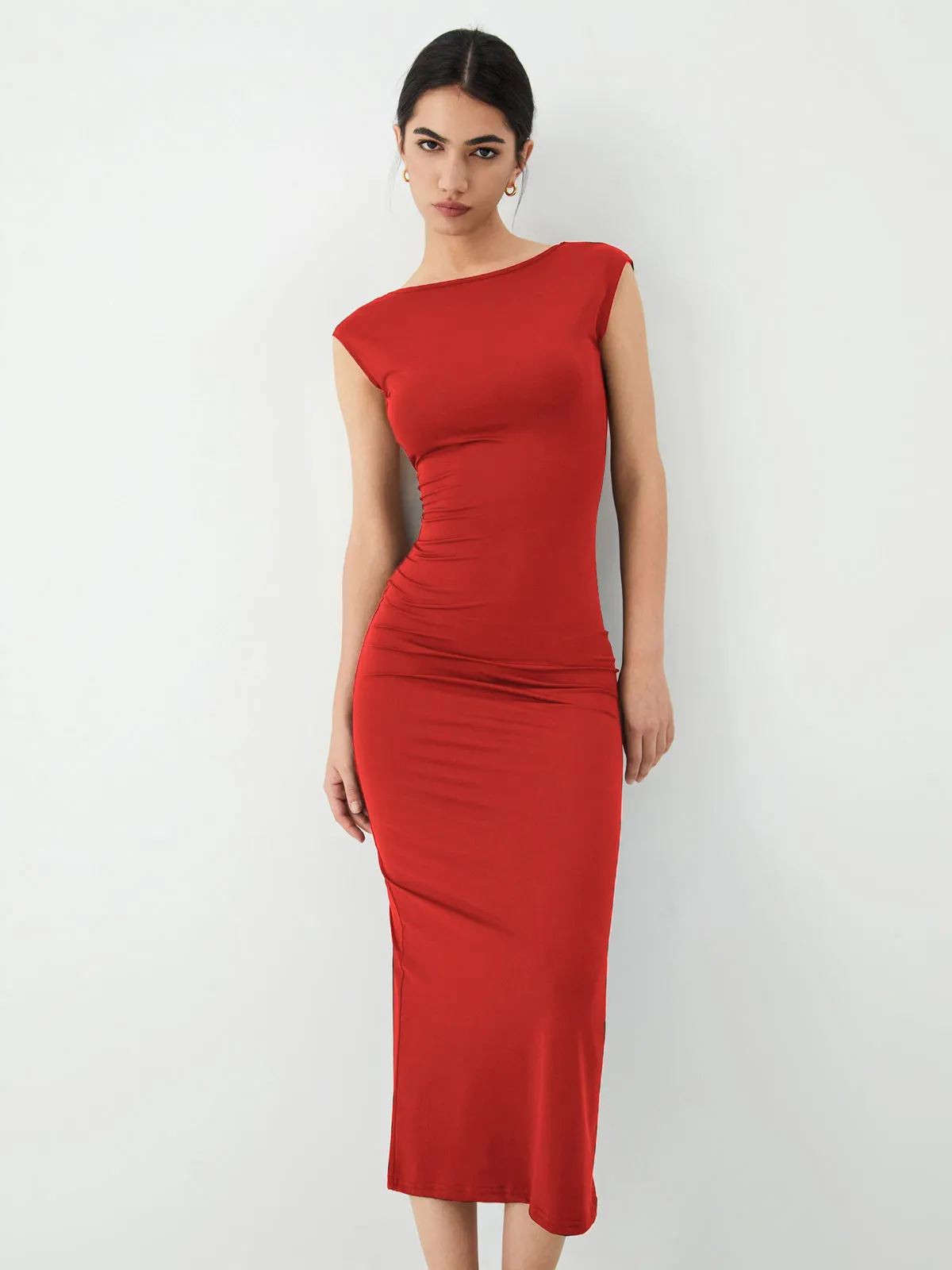 Solid Backless Midi Dress sold by COMMENSE product image thumbnail 5
