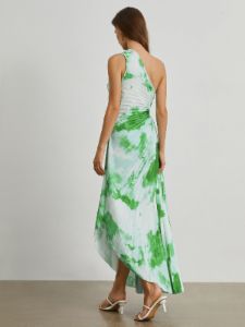 Tie Dye Pleated Cutout Long Dress sold by COMMENSE