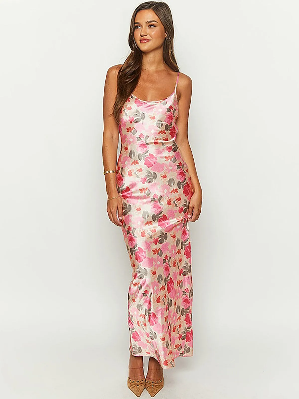 Romantic Floral Cami Long Dress sold by COMMENSE product image thumbnail 4