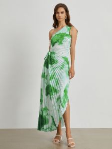 Tie Dye Pleated Cutout Long Dress sold by COMMENSE