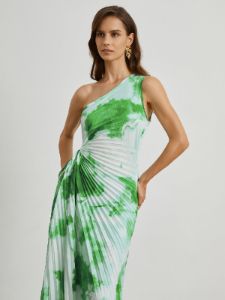 Tie Dye Pleated Cutout Long Dress sold by COMMENSE